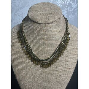 Bronze-Tone Statement Necklace With Smokey Amber Dangles